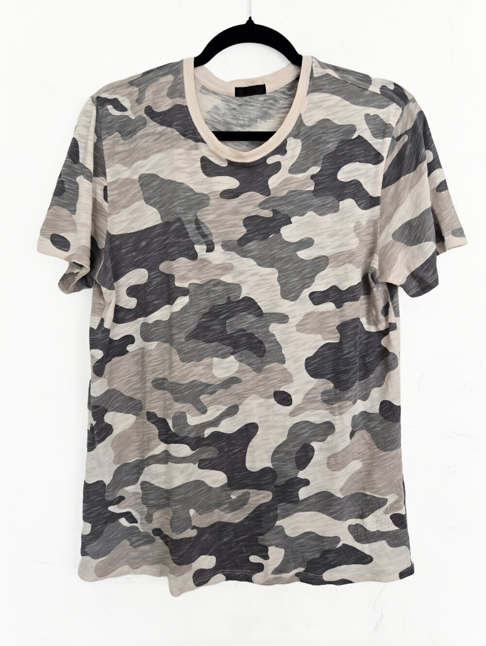 ATM Anthony Thomas Melillo Camo Crew Neck Green Cream Top, S